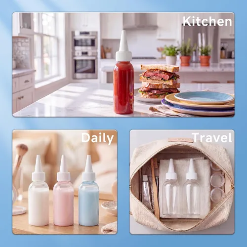 Miniatura 5 de TRENDBOX Aplicador de botellas de plástico transparente de 2 onzas con tapa superior giratoria sin BPA para aceites y líquidos para el cabello