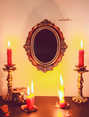 Miniatura 4 de Espejo rascador negro – Herramientas de brujería Kit de altar suministros para adivinación – Decorativo ovalado dorado oscuro antiguo 8.3 pulgadas