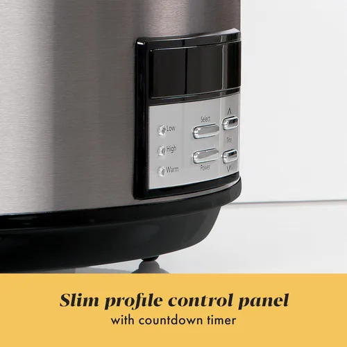 Miniatura 7 de Crock-Pot Olla de Cocción Lenta Programable Grande de 8 Cuartos con Ajuste de Calentamiento Automático, Acero Inoxidable Negro