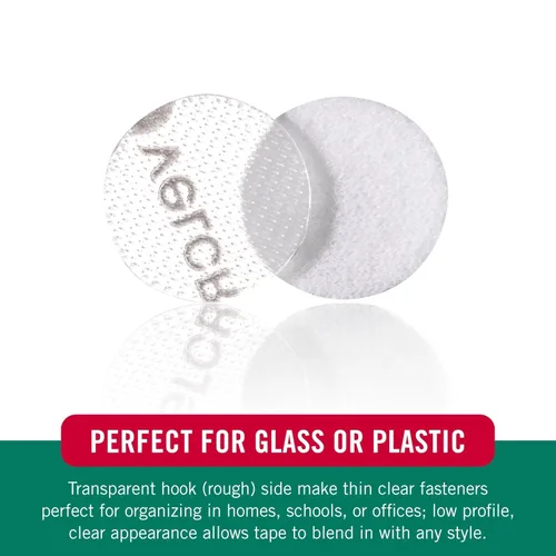Miniatura 6 de Pack combo cinta de puntos con Velcro para ganchos y bucles VEL151, 3/4 pulgadas de diámetro, transparente (caja de 200)