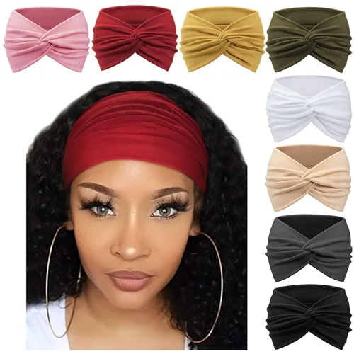 Miniatura 39 de DRESHOW 8 unidades de diademas ajustables con nudos antideslizantes elásticas, bandas de pelo de yoga para mujeres y niñas en colores sólidos
