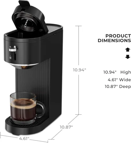 Miniatura 5 de Kismile K-mini - Cafetera de una sola porción para K Cup y café molido, cafetera de doble preparación, tamaño de taza ajustable de 6 a 14 onzas