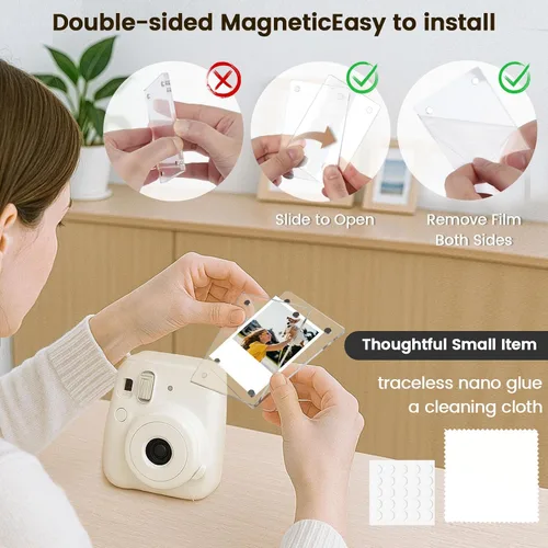 Miniatura 4 de Marco de fotos acrílico magnético DomeStar 2.4 x 3.5 pulgadas, paquete de 8 soportes de doble cara para refrigerador, casillero o gabinete de metal