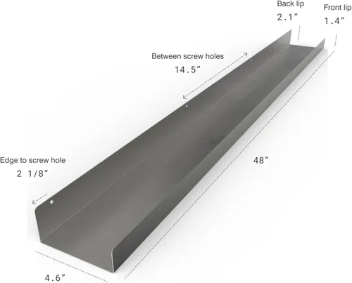 Miniatura 3 de Estante de pared de metal flotante hecho en Estados Unidos, repisa para fotos, acero fabricado en Estados Unidos, estante industrial resistente