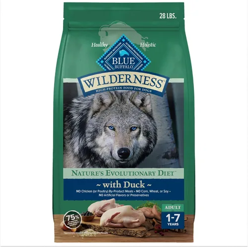Miniatura 16 de Blue Buffalo Wilderness - Alimento seco natural con alto contenido proteínico y cereales saludables para perros adultos, pato, bolsa de 4.5 libras