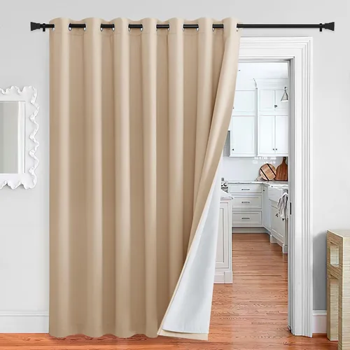 Miniatura 15 de NICETOWN Cortinas de Lino Sintético Angora con Barrera de Sonido que Aísla el Polvo, 100% Opacas, de 84 Pulgadas de Largo, 1 Panel, Cortinas