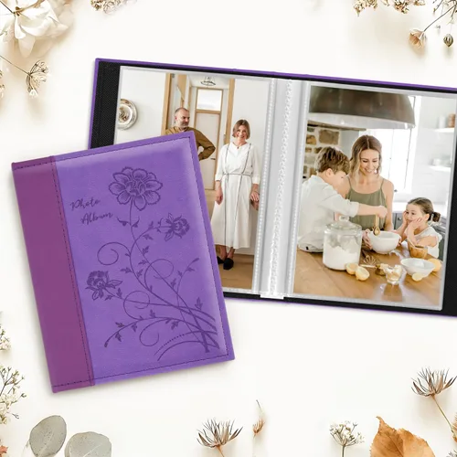 Miniatura 3 de Artmag Álbum de fotos de 5 x 7 pulgadas, páginas transparentes, con tapa de cuero, libro deslizante para 50 fotos verticales de 5 x 7 pulgadas