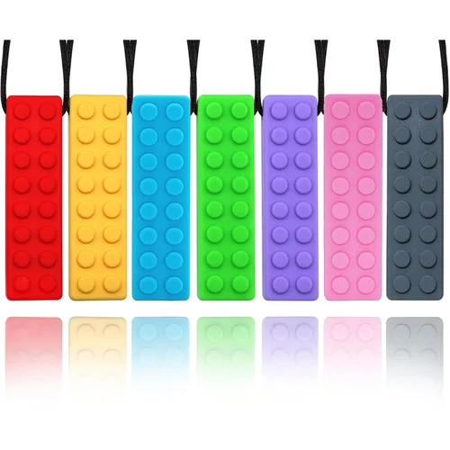 Miniatura 8 de Collares masticables para niños sensoriales, paquete de 7 collares masticables juguetes sensoriales para niños con autismo, ansiedad, TDAH, SPD