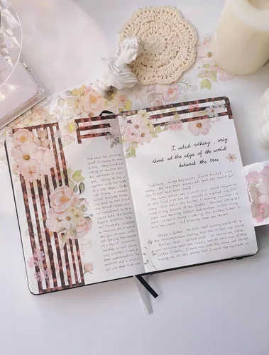 Miniatura 6 de WT Cinta de PET ancha rubor, rollo individual, diseños originales, cinta decorativa floral rosa acuarela, adhesivo transparente para diario, álbumes