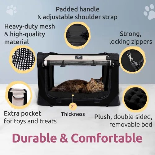 Miniatura 8 de Transportador de mascotas para gatos y perros, lado suave, mediano de 20 x 13 x 13 pulgadas, se adapta a la mayoría de gatos o perros pequeños