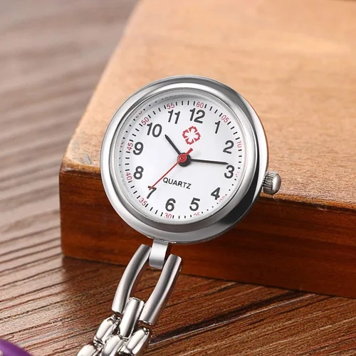 Miniatura 6 de Avaner - Reloj de bolsillo con clip para mujer, de acero inoxidable, de cuarzo, con cara de corazón, con solapa, reloj de bolsillo colgante