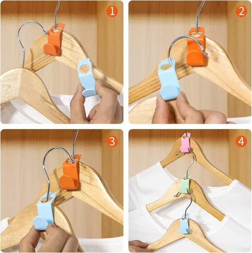 Miniatura 7 de SLMT Ganchos extensores para colgar que ahorran espacio, 200 unidades, se adaptan a perchas de plástico, terciopelo, madera, alambre y resistentes