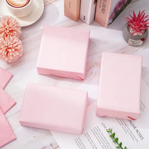 Miniatura 5 de Whaline Papel de seda rosa rubor de 20 x 30 pulgadas, papel de regalo para manualidades, boda, fiesta de cumpleaños, suministros de embalaje, 50