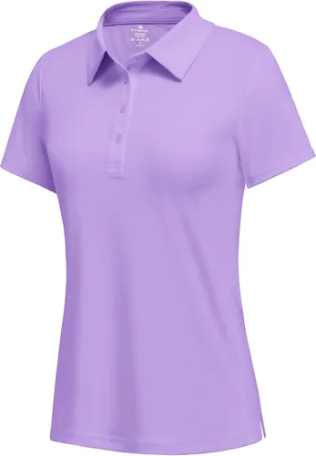Miniatura 15 de PINSPARK Polo de golf de 4 botones para mujer, UPF 50+, secado rápido, atlético, camiseta de tenis con cuello, ajuste relajado