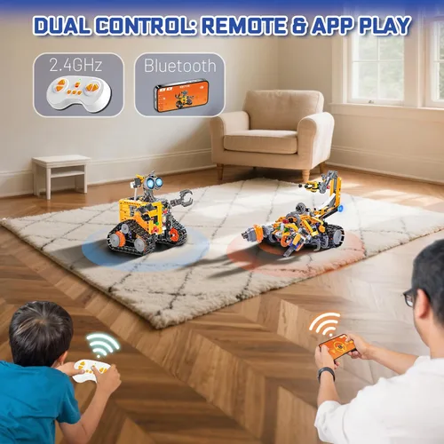 Miniatura 2 de Kit de construcción de robot Demkia para niños y adultos, kit de robótica RC recargable 4 en 1 con control remoto y aplicación, juguetes