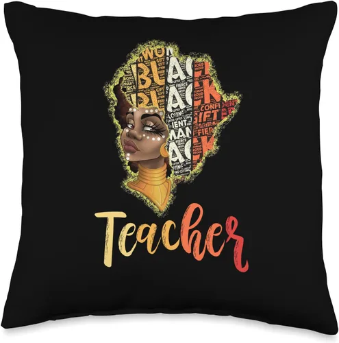Black Smart Teacher Afro Love Melanin African Almohada para mujer, 16 x 16 pulgadas, multicolor