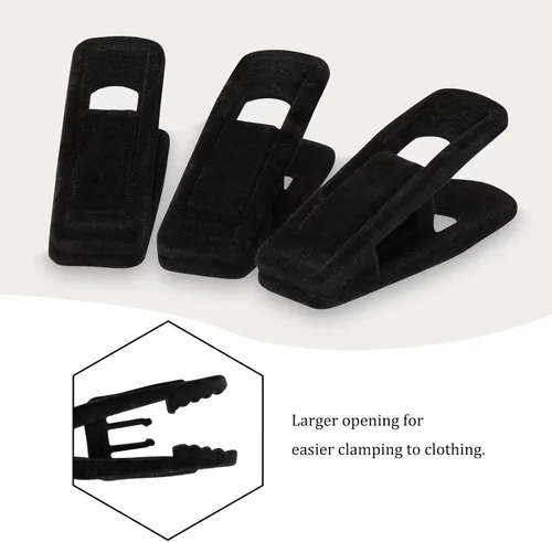 Miniatura 3 de Tinfol Clips de terciopelo para colgar, paquete de 24 clips negros para colgar pantalones, alfiler de ropa de apertura grande, clip fuerte flocado