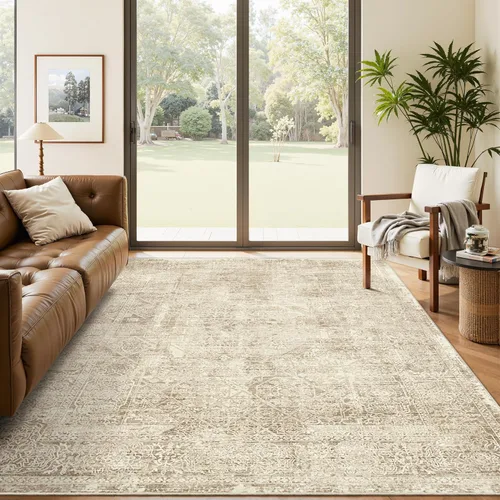 Miniatura 165 de Alfombra de pasillo Soalmost 2'6" x 10' lavable, alfombra antideslizante para cocina, baño, lavandería, alfombras vintage ultra delgadas para Beige