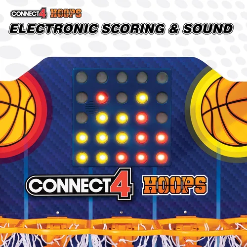 Miniatura 4 de EastPoint Connect4 Hoops - Juego de baloncesto arcade, azul, mediano, puntuación LED electrónica y juegos para niños, diseño interior plegable