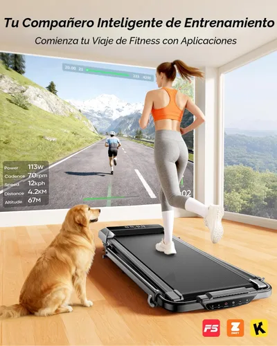 Miniatura 7 de Acezoe Walking Pad with 12% Incline & Height-Adjustable Handlebar, 5-in-1 Foldable Treadmill for Home & Office, Portable Under Desk Treadmill with