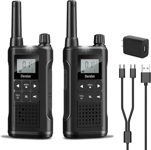 Walkie Talkies para adultos, paquete de 2, walkie talkies recargables de largo alcance, 22 canales FRS, radios de 2 vías con alerta meteorológica