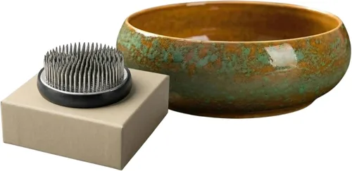 Miniatura 12 de Water Lotus - Juego de maceta de tazón de compota japonesa con rana floral de 1.8 pulgadas, ideal para Ikebana, arreglo floral y plantación Celadón