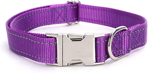 Miniatura 18 de Love Dream Collar reflectante para perro con hebilla de metal, collar de nailon ajustable de seguridad con hebilla de liberación rápida resistente