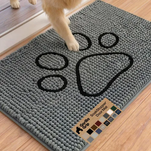 Miniatura 50 de GORILLA GRIP SOAKSTOPPER - Tapete para puerta de perro, 30 x 20 pulgadas, lavable a máquina, absorbente, captura la humedad, barro, suciedad, Negro