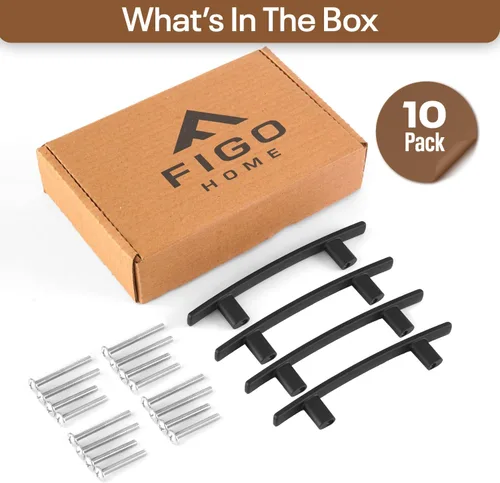 Miniatura 2 de FIGO HOME Paquete de 10 tiradores negros para cajones de 3 pulgadas de agujero a agujero, manijas negras de gabinete de 3 pulgadas, tiradores