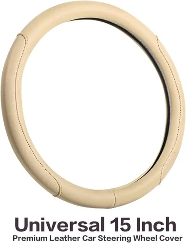 Miniatura 2 de Funda de volante de piel de microfibra con relieve clásico, protector de rueda antideslizante y transpirable para automóvil, ajuste para volantes
