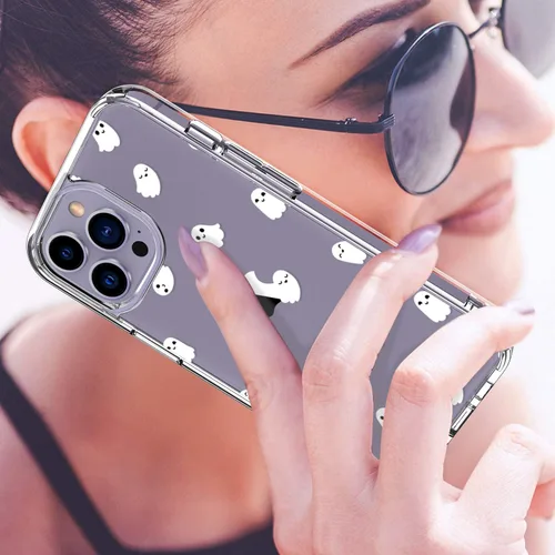 Miniatura 2 de LUHOURI Funda diseñada para iPhone 14 Pro Max con protector de pantalla, acrílico transparente para mujeres y niñas, funda protectora de ajuste