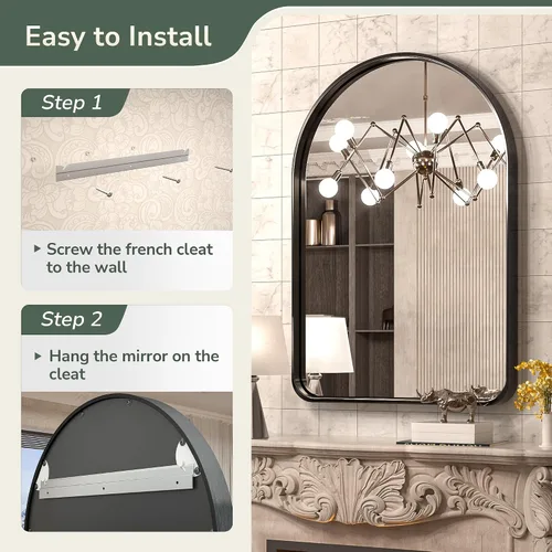 Miniatura 100 de TokeShimi - Espejo para pared de baño, espejo de tocador con marco de metal de aleación de aluminio mate cepillado e inoxidable, decoración rústica