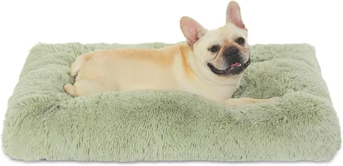 Miniatura 33 de Bedfolks Cama Impermeable para Jaula de Perro, Cama de Felpa para Perros con Funda Lavable Extraíble, Almohadón de Jaula de Perro de Piel Sintética