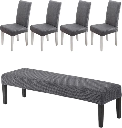 Miniatura 30 de CRFATOP 4 Piezas de Fundas Elásticas para Silla de Comedor con Funda para Banco Fundas Impresas para Silla de Comedor Fundas para Cojín de Asiento