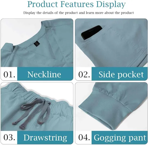 Miniatura 2 de VIAOLI Conjunto de ropa quirúrgica para mujer, conjunto de camiseta médica y pantalón deportivo, ropa de trabajo, traje deportivo moderno y clínico
