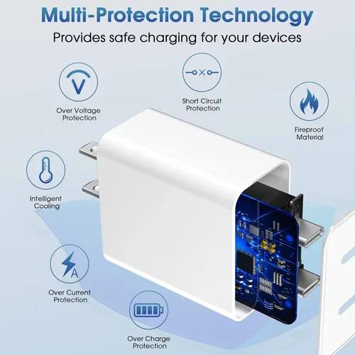 Miniatura 3 de Cargador para iPhone 17 Pro Max de carga rápida, 40 W Dual USB C Bloque de carga rápida con cable de carga tipo C de 6 pies para iPhone 17/17 Pro/17