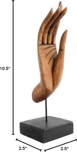 Miniatura 2 de Estatua pintada de madera tallada a mano de Buda Mudra Feng Shui de Chiang Mai, Tailandia, 3 x 10.5 pulgadas