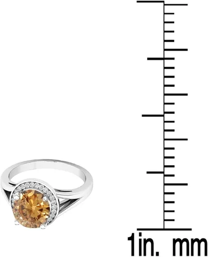 Miniatura 9 de Dazzlingrock Collection Anillo de compromiso redondo de 0.276 in con halo de diamante blanco y vástago dividido para ella en oro macizo de 14