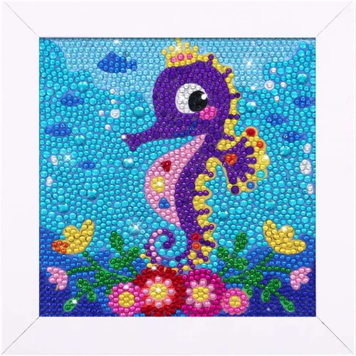 Kits de pintura de diamantes 5D para niños, 7.1'' x 7.1'' pulgadas, marco de madera, artes y manualidades de diamantes para niños, pegatinas de