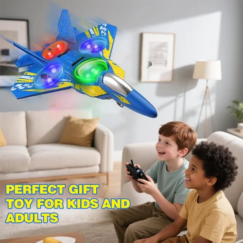 Miniatura 8 de jaming Aviones de control remoto de espuma, aviones RC de 2.4 GHz con luz, giro de 360°, rollo de acrobacias, drone de juguetes para adultos y niños