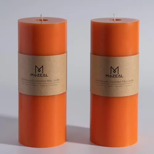 Miniatura 90 de MOZEAL Velas grandes sin perfume vertidas a mano de 3 x 8 pulgadas, sin humo, juego de 2, combustión lenta, sin goteo, aproximadamente 150 horas