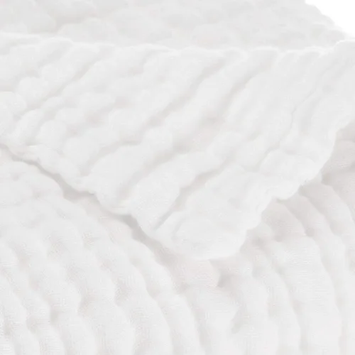 Miniatura 5 de Aablexema Juego de 2 mantas de muselina para bebé, 6 capas de 43 x 43 pulgadas, toallas de baño para recién nacidos, para niños y niñas (blanco)