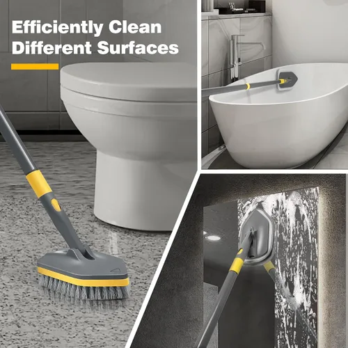 Miniatura 2 de Cepillo de ducha con mango largo para limpieza, cepillo de ducha extensible 3 en 1 de 56 pulgadas, accesorio intercambiable para limpiar la pared
