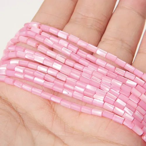 Miniatura 39 de Los granos naturales del espaciador del tubo del grano de Shell de agua dulce teñidos madre de perlas flojas para la fabricación de la joyería, 1
