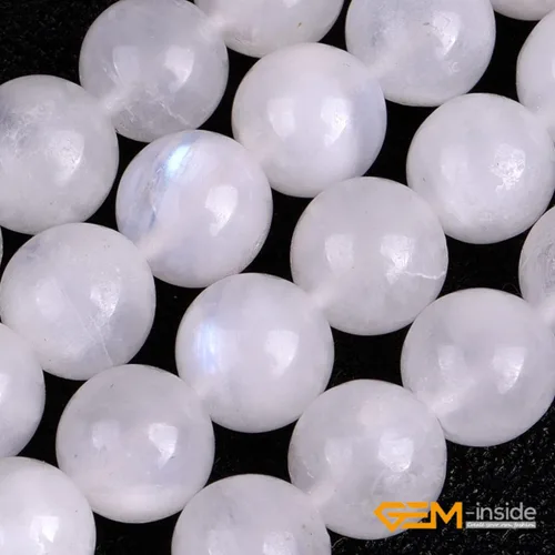 Miniatura 3 de GEM-Inside Moonstone - Cuentas sueltas de piedra lunar para hacer joyas, cuentas de energía natural para hacer joyas, 0.236 pulgadas, redondas, 15