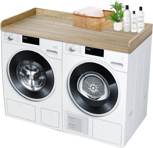 Royxen Encimera de Lavandería de Madera Maciza, Encimera para Todas las Lavadoras y Secadoras de Carga Frontal, Espacio Extra para la Lavandería,
