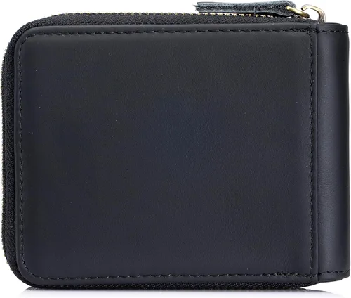 Miniatura 32 de LUKZIJAES Billetera de cuero genuino para hombre, con bloqueo RFID, delgada, plegable, bolsillo frontal, #3-Café, Vintage
