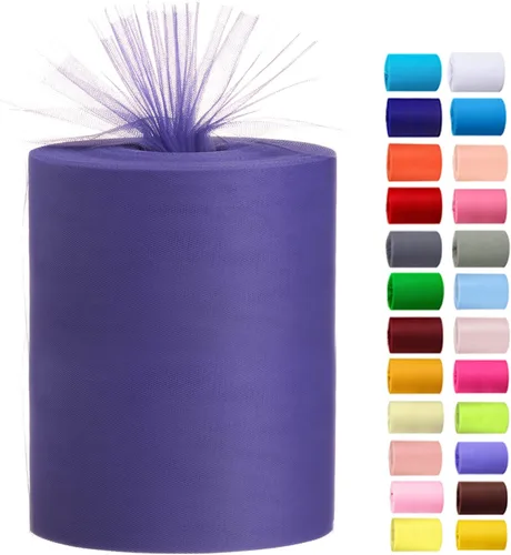 Miniatura 9 de Rollos de tul de 6 pulgadas por 100 yardas (300 pies) de tela de carrete de tul para bricolaje, faldas tutú, bodas, baby shower, manualidades