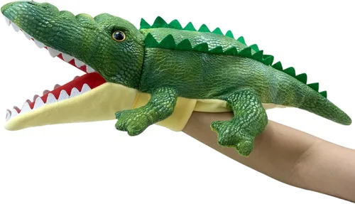 Marioneta de cocodrilo de mano, marioneta con boca móvil, marionetas de animales de historia de juego de rol, títeres de mano de cocodrilo de Caimán