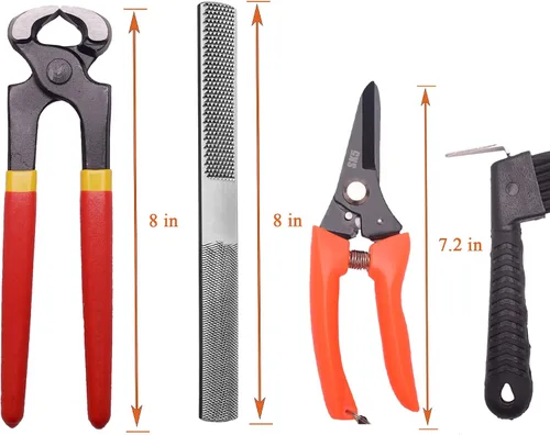 Miniatura 4 de Kit de herramientas de pezuña de herrador de 8 pulgadas (5 piezas) Mini Rasp Hoof File Cabra Cerdo Equino Metal Tijeras Herradores Pezezuela